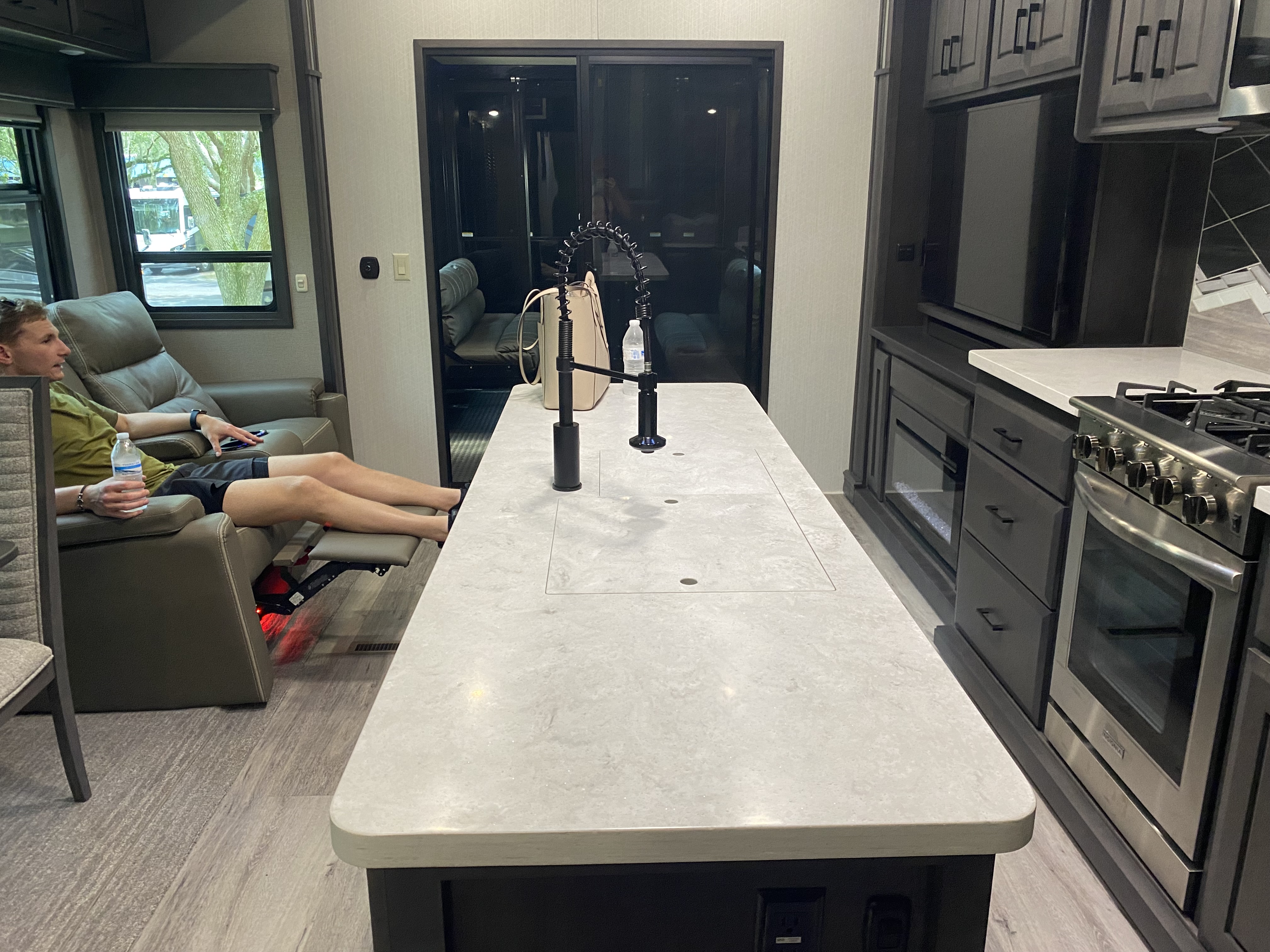 Gourmet kitchen with marble countertops